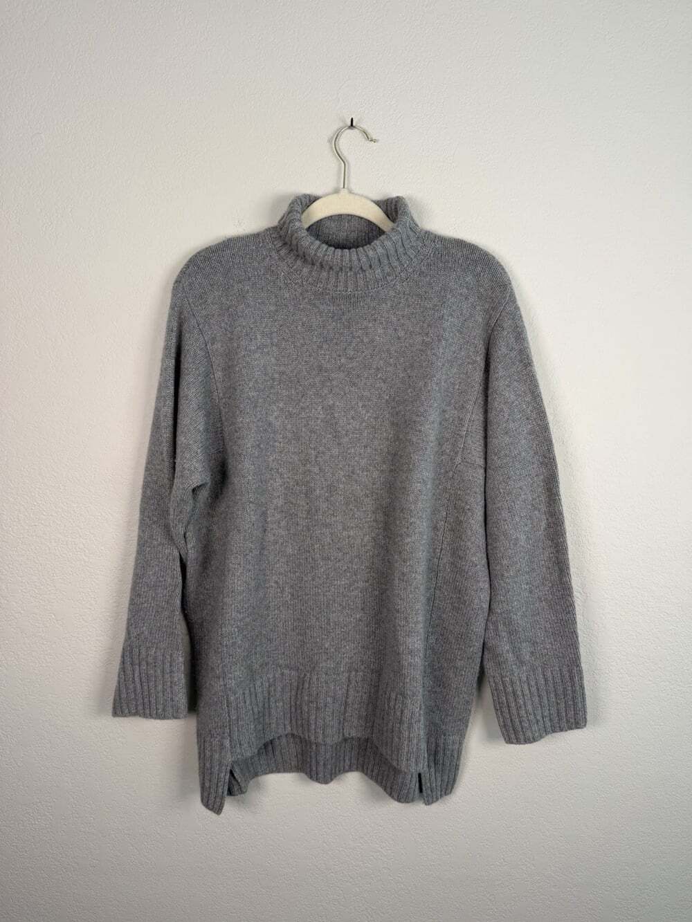 Joseph Gray Tunic Turtleneck Sweater High Neck 100% Cashmere Luxe Knit Luxury